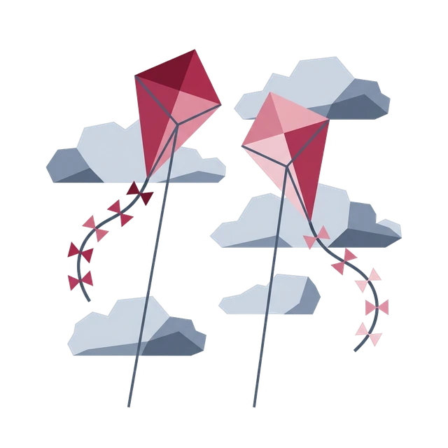Two kites flying side by side.